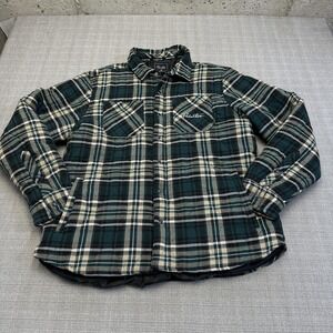 Primitive Skateboarding Jacket Mens XL Green Plaid‎ Quilted Flannel Shirt Lined
